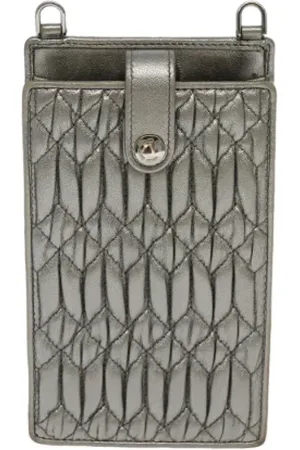 Miu Miu Pre-owned, Dames, Grijs, ONE Size, Leer, Tweedehands leren handtassen