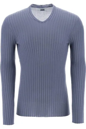 Salvatore Ferragamo Truien, Heren, Blauw, L, Stijlvolle Gebreide Trui Pullover