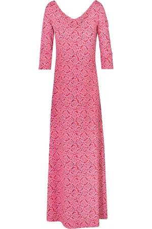 Maliparmi Kleedjes, Dames, Roze, S, Gedrukte Lycra Maxi Jurk