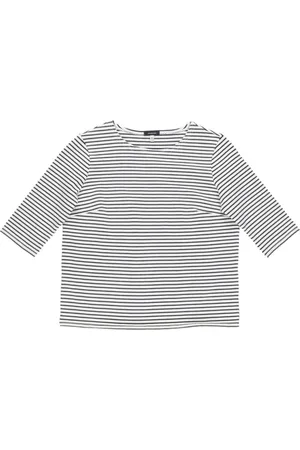 R13 Tops, Dames, Wit, S, Gestreepte elleboogmouw tee