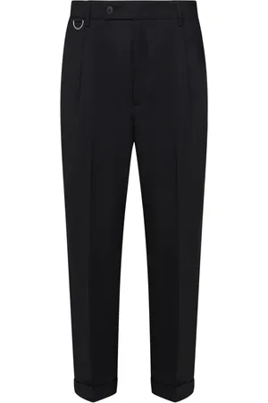LOW BRAND Broeken, Heren, Zwart, W34, Wol, Slim-Fit Zwarte Wollen Broek
