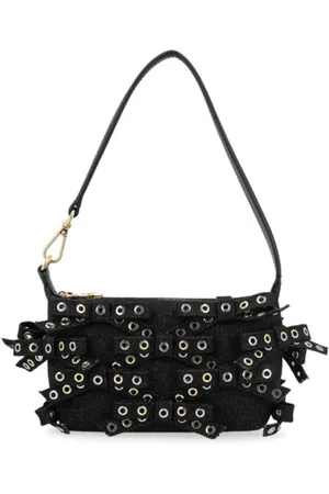 Ganni Tassen, Dames, Zwart, ONE Size, Vlinder Pouch Strik Zwart