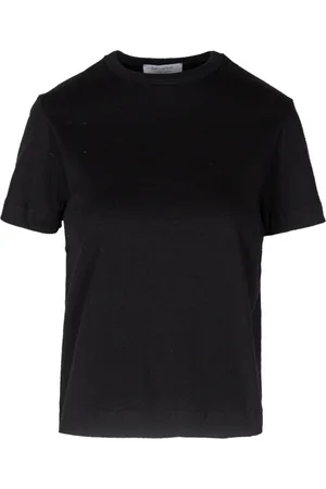 Daniele Fiesoli Tops, Dames, Zwart, S, Katoen, Katoenen T-shirt met Geborduurd Logo