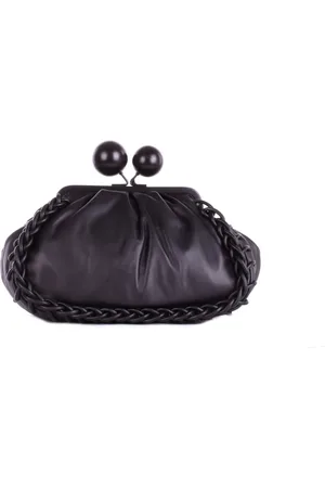 Max Mara Tassen, Dames, Zwart, ONE Size, Katoen, Zwarte schoudertas met afneembare band