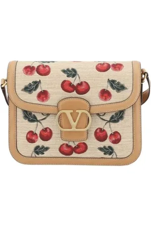 VALENTINO GARAVANI Tassen, Dames, Veelkleurig, ONE Size, Leer, Kersen Jacquard Schoudertas met Klep