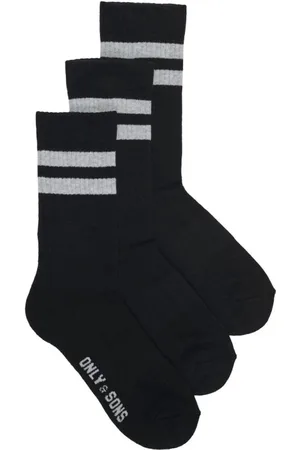 Only & Sons Ondergoed, Heren, Zwart, ONE Size, Katoen, Streep Tennis Sok Pak