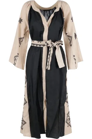Greek Archaic Kori Kleedjes, Dames, Veelkleurig, S, Beige Jurk met Unieke Stijl