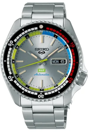 Seiko Accessoires, Dames, Grijs, ONE Size, Srpl 33K1 - 5 Sports Automatisch Horloge 3 Wijzers Datum