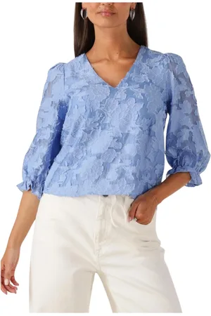 SELECTED Blouses & Shirts, Dames, Blauw, XS, Linnen, Blauwe 3/4 Mouw Top voor Vrouwen
