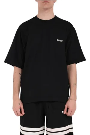 BARROW Tops, Heren, Zwart, L, Katoen, Katoenen T-shirt met voor- en achterprint