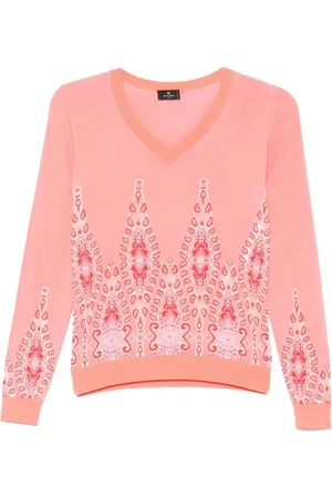 Etro Tops, Dames, Roze, S, Paisley Jacquard Sweater