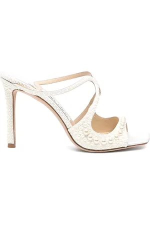 Jimmy Choo Schoenen, Dames, Wit, 38 EU, Muiltje met Parelversiering