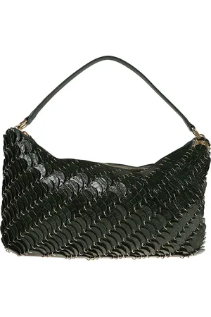 Paco rabanne Tassen, Dames, Zwart, ONE Size, Leer, Metallic Schoudertas Elegant Ontwerp
