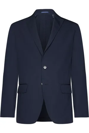 LOW BRAND Jassen, Heren, Blauw, 3Xl, Katoen, Blauwe Klassieke Revers Jas Comfort Fit