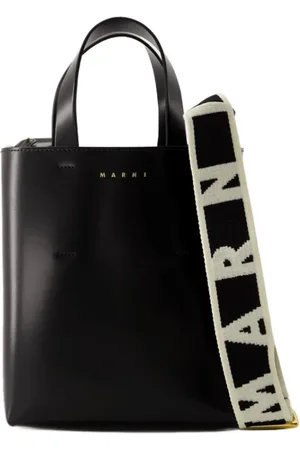 Marni Tassen, Dames, Zwart, ONE Size, Leer, Zwarte leren Mini Crossbody Tas