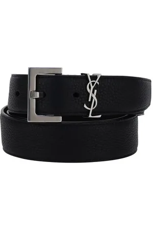 Saint Laurent Accessoires, Heren, Zwart, 110 CM, Iconische Logo Kalfsleren Riem met Lus