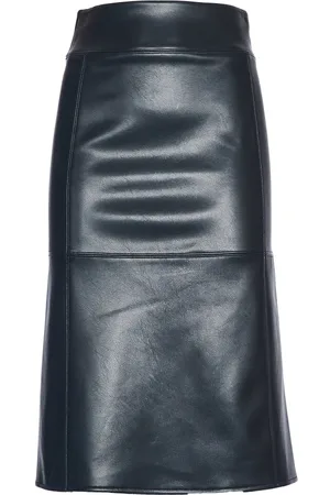 Max Mara Rokken, Dames, Blauw, L, Blauwe Uitlopende Midi Rok met Split