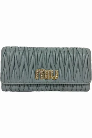 Miu Miu Pre-owned, Dames, Blauw, ONE Size, Leer, Pre-owned Fabric wallets