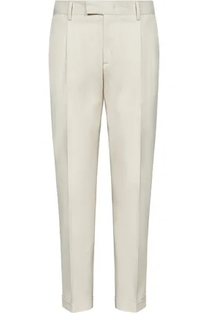 LOW BRAND Broeken, Heren, , W42, Katoen, Roomwit Carrot Slim Fit Broek
