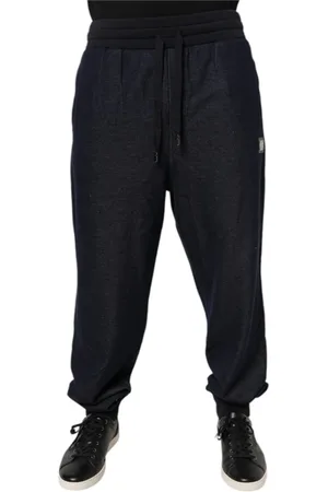 Dolce & Gabbana Broeken, Heren, Zwart, XL, Katoen, Zwarte Jacquard Jogger Trainingsbroeken
