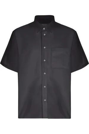 LANEUS Overhemden, Heren, Zwart, XL, Katoen, Korte Mouw Popeline Shirt Zwart
