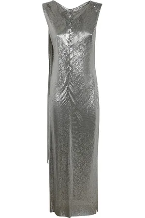 Paco rabanne Kleedjes, Dames, Grijs, S, Doorschijnende Mesh Kimono