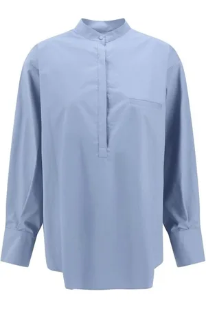 Sa Su Phi Blouses & Shirts, Dames, Blauw, S, Katoen, Moderne ballonshirt met ronde hals