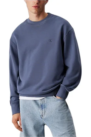 Calvin Klein Sweatshirts & Hoodies, Heren, Blauw, S, Katoen, Blauwe French Terry Sweatshirt