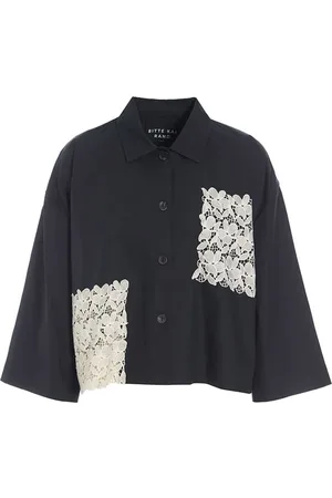 Bitte Kai Rand Blouses & Shirts, Dames, Zwart, S, Katoen, Zwart/Ivoor Kantoverhemdjasje