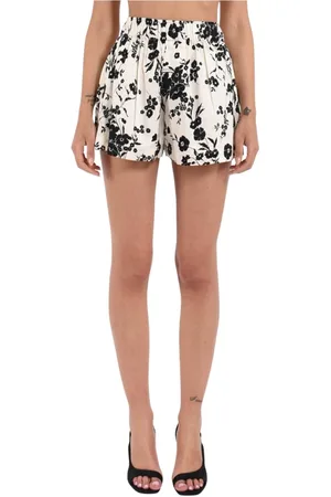 LANEUS Korte broeken, Dames, Veelkleurig, S, Bloemenprint Viscose Bermuda Shorts