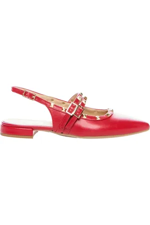OVYE Schoenen, Dames, Rood, 38 EU, Leren Slingback Schoenen voor Vrouwen