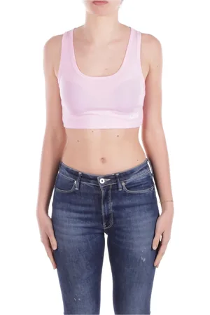 GCDS Tops, Dames, Roze, M, Katoen, Roze Logo Front Top