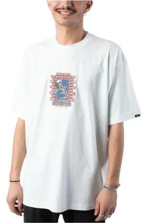 Vans Tops, Heren, Blauw, L, Katoen, Skull Window T-shirt Hint of Mint