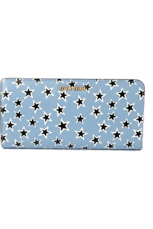 Miu Miu Pre-owned, Dames, Blauw, ONE Size, Leer, Tweedehands leren portemonnees