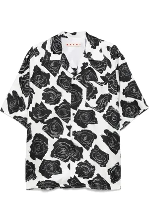 Marni Overhemden, Heren, Zwart, L, Zwart en wit overhemd
