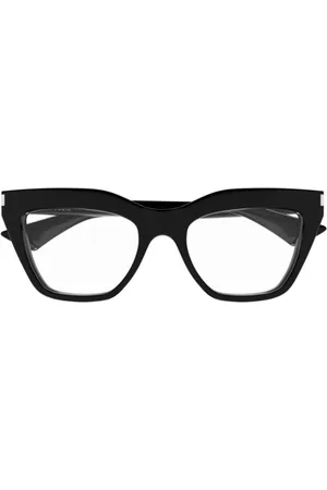 Saint Laurent Accessoires, unisex, Zwart, ONE Size, Cat Eye Zonnebril met Iconische Hoekhoek