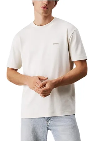 Calvin Klein Tops, Heren, Wit, M, Katoen, Minimalistisch Label T-shirt
