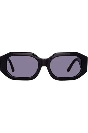 The Attico Accessoires, Dames, Zwart, ONE Size, Blake Zwart Zilver Hexagonale Zonnebril