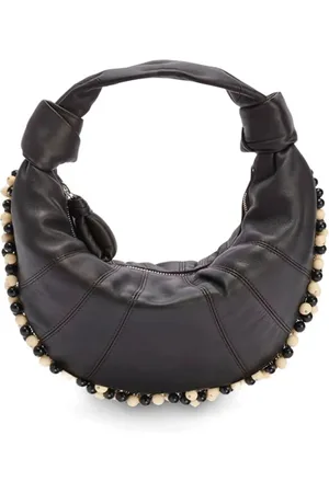 LEMAIRE Tassen, Dames, Bruin, ONE Size, Geborduurde Mini Fortune Croissant Tas