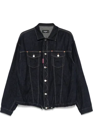 Dsquared2 Jassen, Heren, Blauw, XL, Denim, Indigo Blauwe Button-Up Overhemd