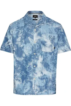 Camel Active Overhemden, Heren, Blauw, 2Xl, Korte mouwen overhemd met allover print