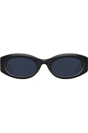 The Attico Accessoires, Dames, Zwart, ONE Size, Elegante Zwart/Zilveren Ovale Zonnebril