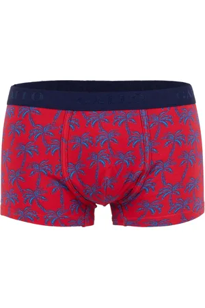 Gallo Ondergoed, Heren, Veelkleurig, XL, Katoen, Rode katoenen boxershorts voor heren met palmboompatroon