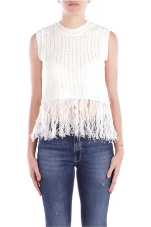 Max Mara Truien, Dames, Wit, L, Linnen, Witte Top met Voorlogo