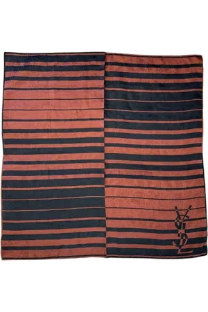 Saint Laurent Pre-owned, Dames, Bruin, ONE Size, Katoen, Pre-owned Cotton scarves