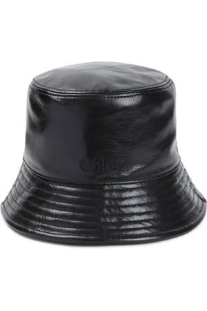 Chloé Accessoires, Dames, Zwart, S, Leer, Zwarte Leren Bucket Hoed