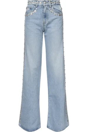 COPERNI Jeans, Dames, Blauw, S, Denim, Denim Wide Leg Jeans met Studs