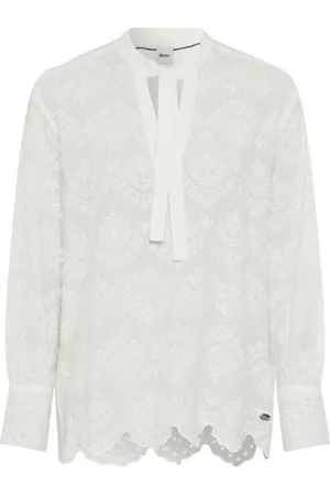 Brax Blouses & Shirts, Dames, Wit, XL, Katoen, Elegante zomerblouse met tonale borduursels