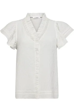 Co`Couture Blouses & Shirts, Dames, Wit, L, Vrouwelijke Kant Top Blouse in Off