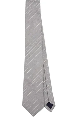 Paul Smith Accessoires, Heren, Grijs, ONE Size, Gestreepte Crepe Stropdas voor Mannen